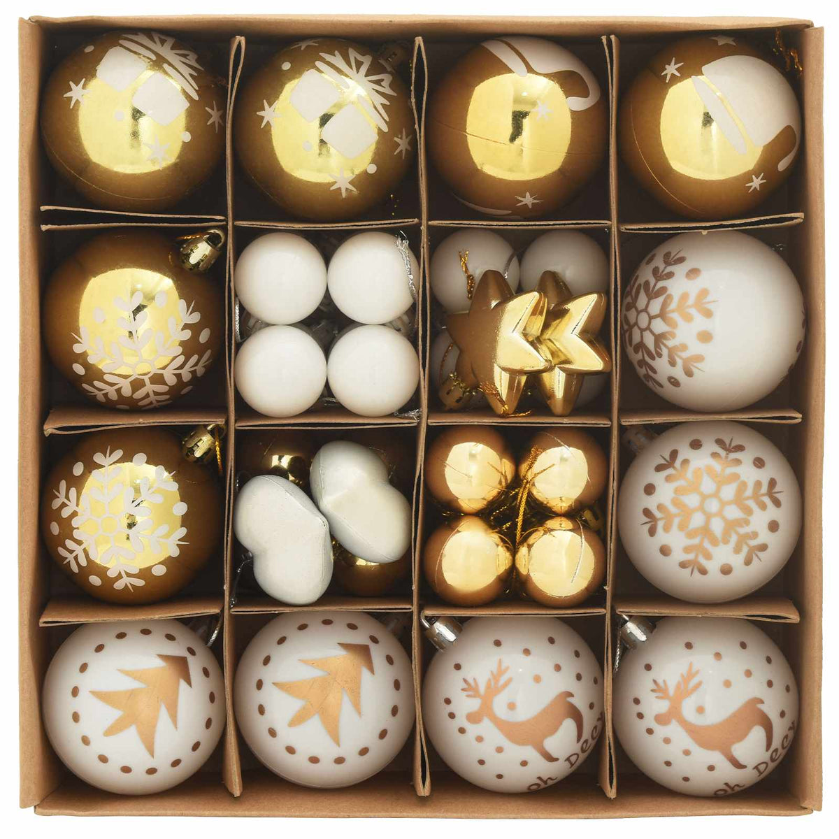 Vidaxl kerstbal set 40 pcs wit en goud kunststof