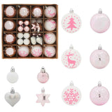 Vidaxl kerstbal set 40 st wit en roze ø 6 cm kunststof - afbeelding 2
