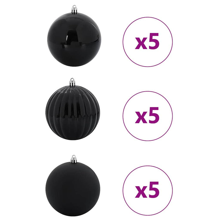 Vidaxl kerstbal set xl 15 st zwart ø 10 cm kunststof