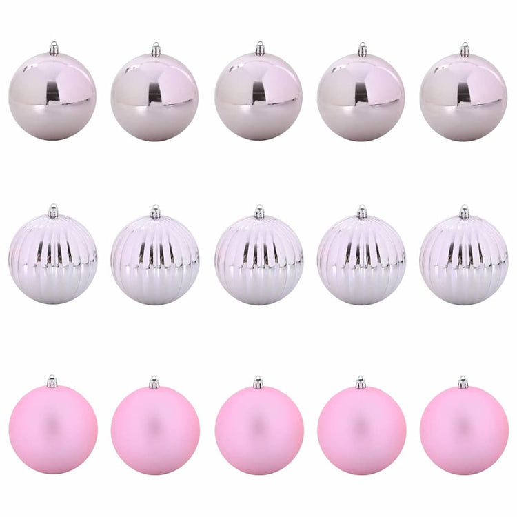 Vidaxl kerstbalset xl 15 pcs roze kunststof
