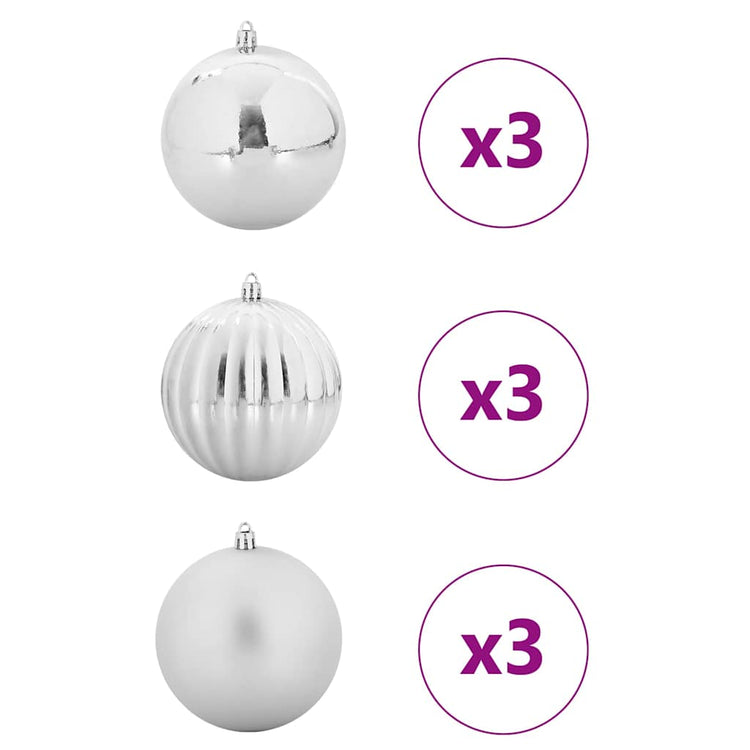 Vidaxl kerstbal set xl 9 st zilver ø 15 cm kunststof