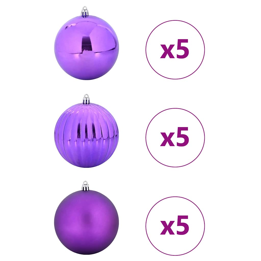 Vidaxl kerstbal set xl 15 pcs lila kunststof