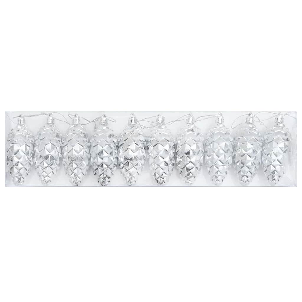 Vidaxl kerstdennenappeltje 40 pcs zilver kunststof