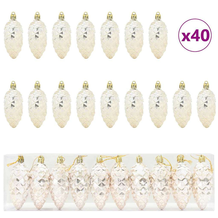 Vidaxl kerstdennenappeltje 40 st champagne 4 x 9 cm kunststof