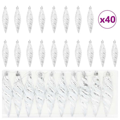 Vidaxl kerst spiralvorm bal 40 pcs zilver kunststof