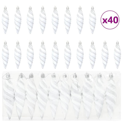 Vidaxl kerst spiralvorm bal 40 pcs wit kunststof