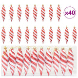 Vidaxl kerst spiralvorm bal 40 st rood 3 x 11 cm kunststof - afbeelding 2