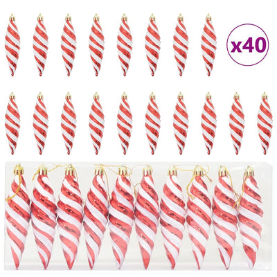 Vidaxl kerst spiralvorm bal 40 pcs rood kunststof