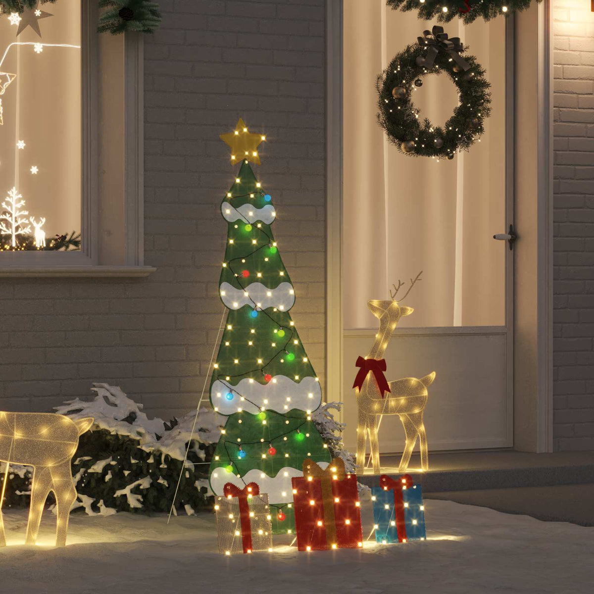 Vidaxl verlichte kerstboom met 3 cadeau dozen 2d warm wit 150 cm