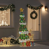 Vidaxl verlichte kerstboom met 3 cadeau dozen 2d warm wit meerkleurig - afbeelding 1