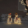 Vidaxl verlichte sneeuwpop familie 3 pcs warmwit polyester