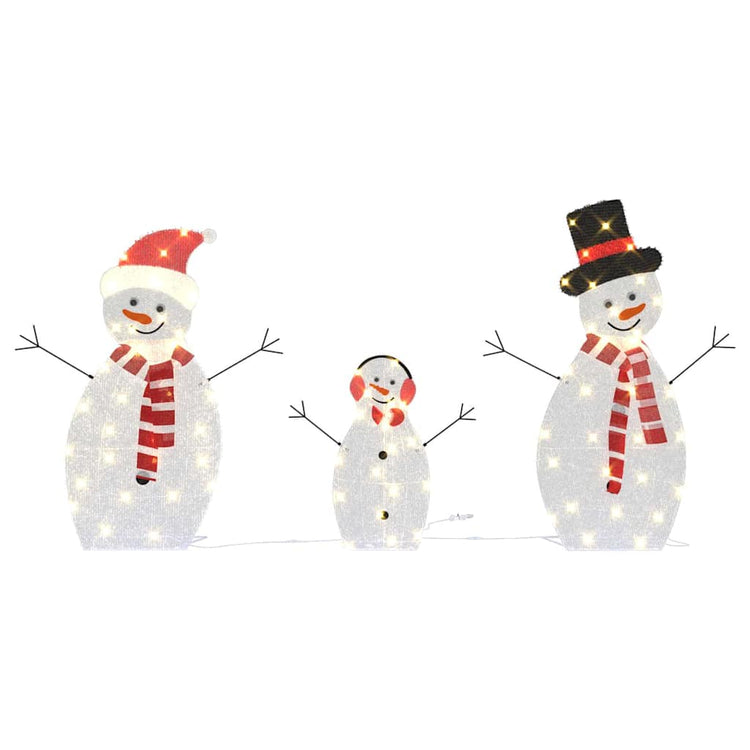 Vidaxl verlichte sneeuwpop familie 3 st warmwit 56 x 80 cm polyester