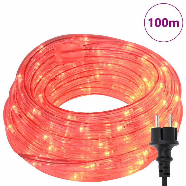 Vidaxl touwenlicht met touwlichten rood 100 m pvc