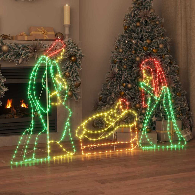 Vidaxl verlichte kerstscene met 550 led multikleur 112 x 71,5 cm pvc