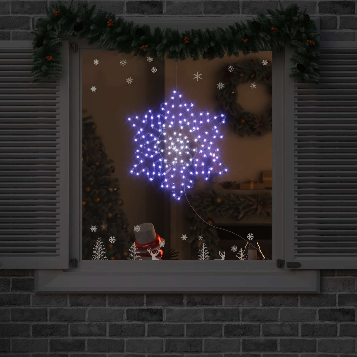 Vidaxl kerstsneeuwvlok 156 led's blauw 55,5 x 55,5 x 0,75cm pvc