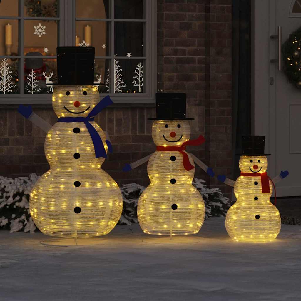 Vidaxl kerst sneeuwman familie met 270 led 3 pcs warmwit stof