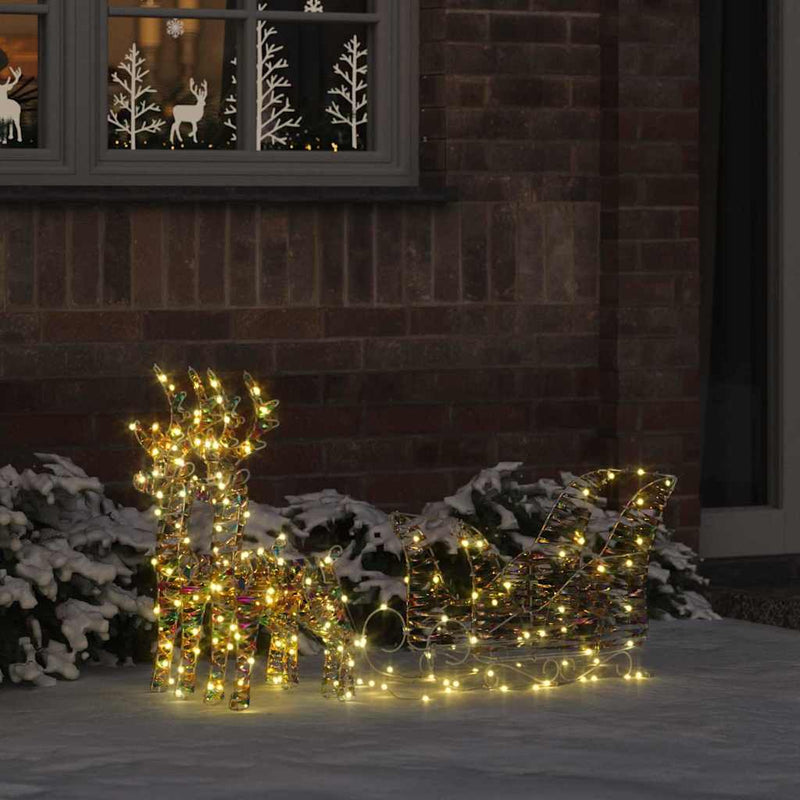 Vidaxl rendier trek slede met 160 led warmwit 30 x 12 x 54,5 cm pet