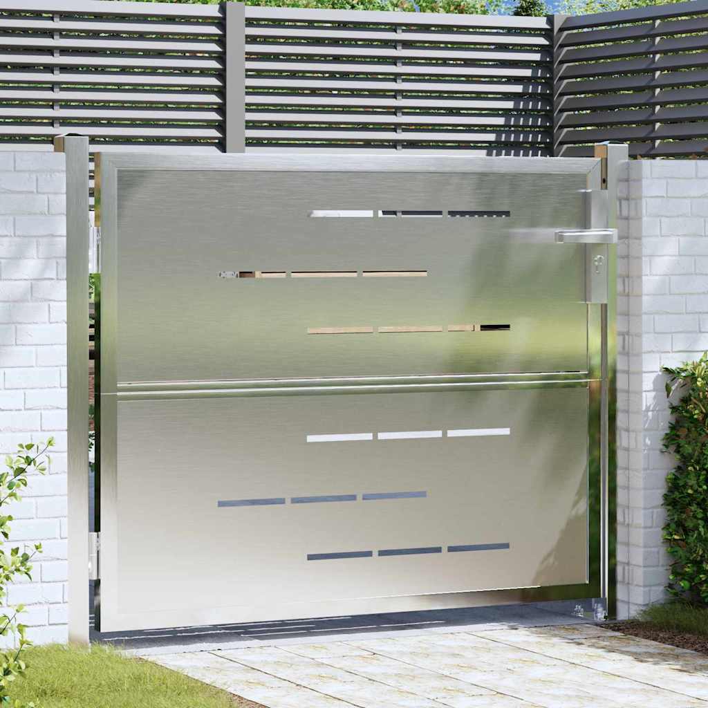Vidaxl tuinpoort met slot zilver 100 x 75 cm roestvrij staal