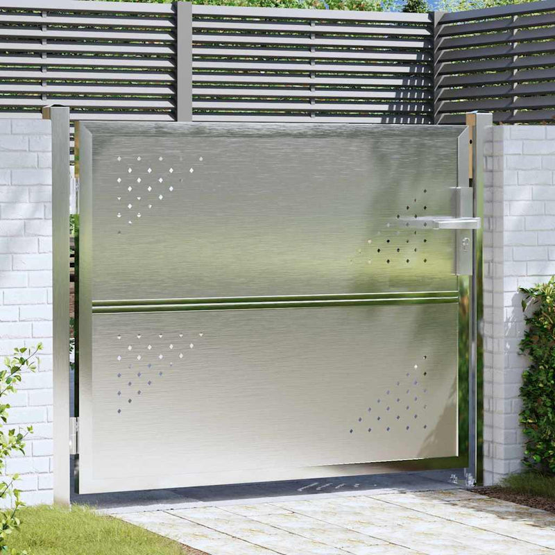 Vidaxl tuinpoort met slot zilver 85 x 70 cm roestvrij staal