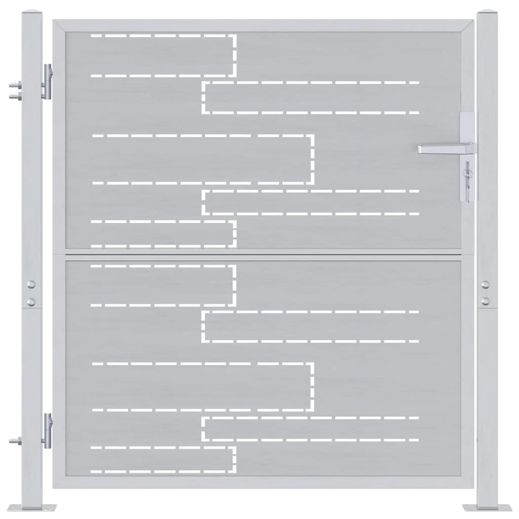 Vidaxl tuinpoort met slot zilver 96 x 100 cm roestvrij staal