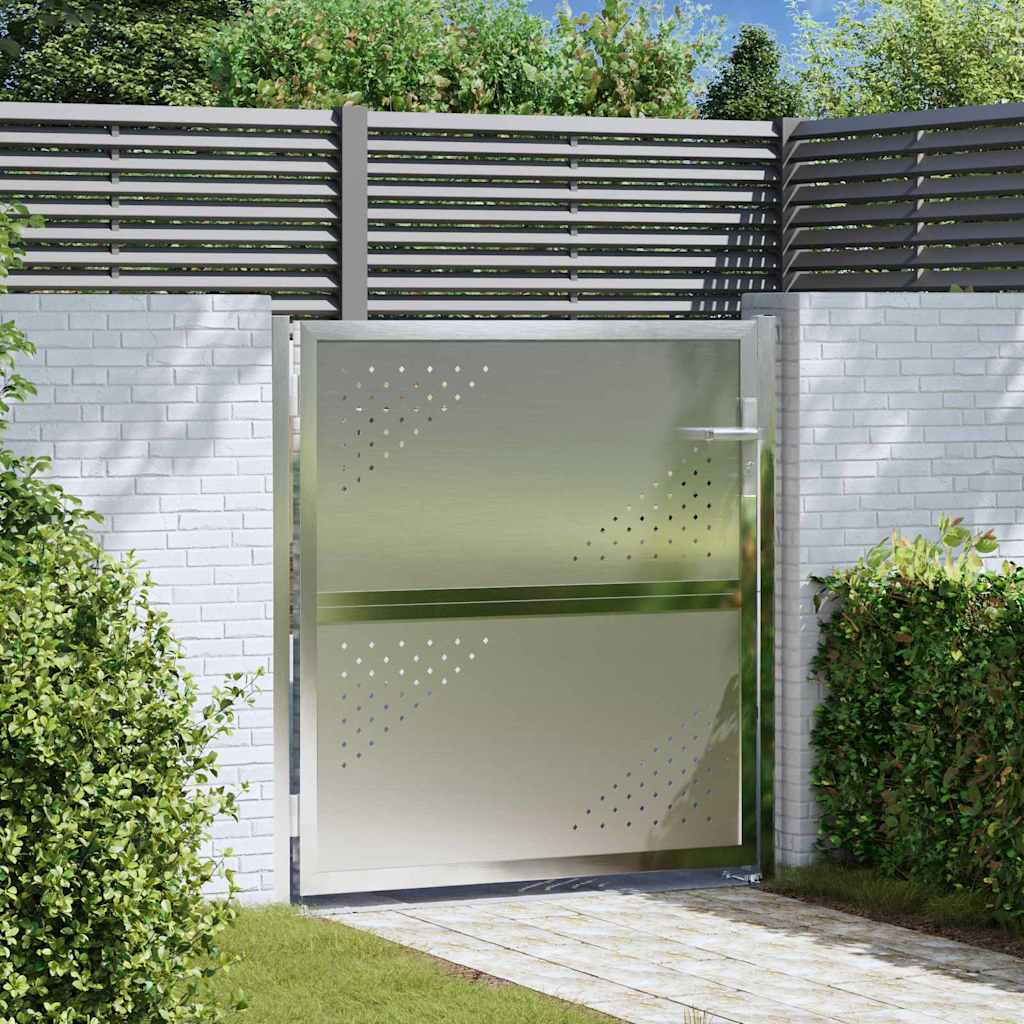 Vidaxl tuinpoort met slot zilver 95 x 100 cm roestvrij staal