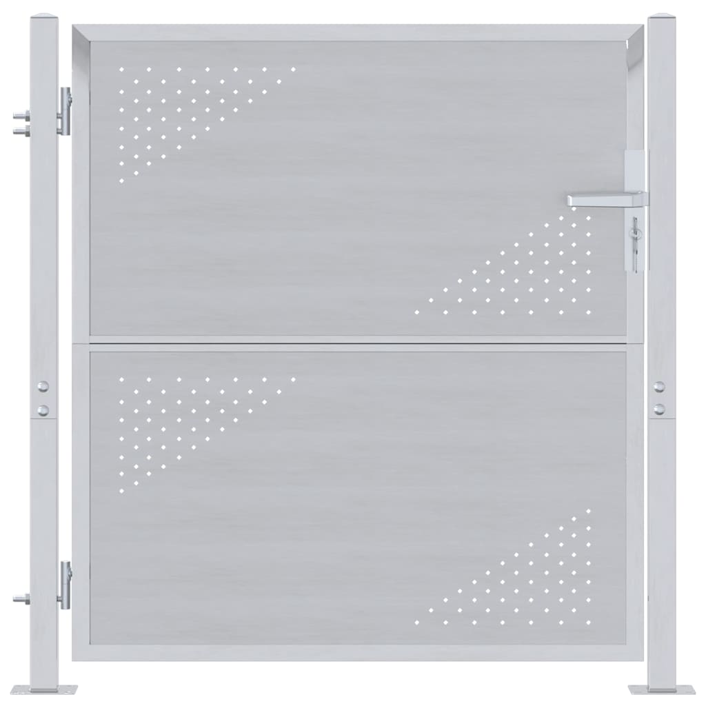 Vidaxl tuinpoort met slot zilver 95 x 100 cm roestvrij staal