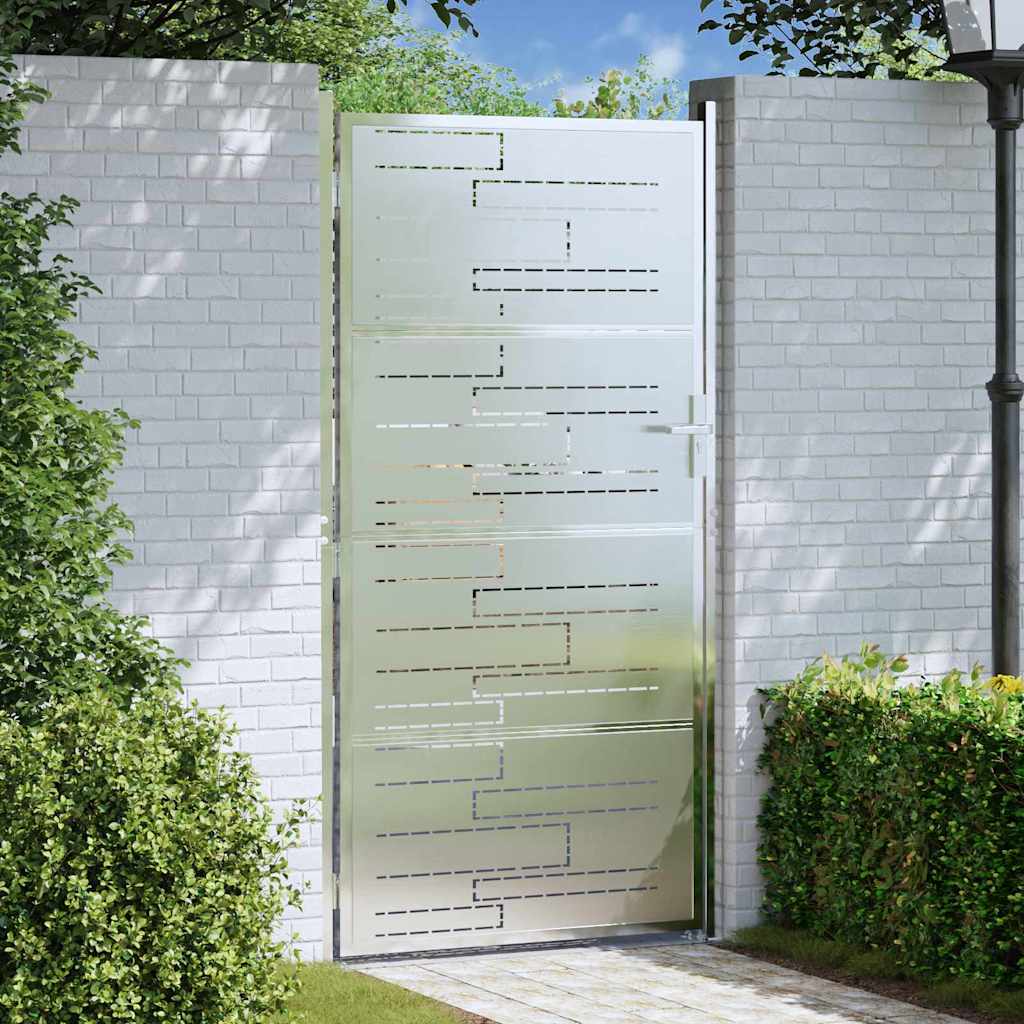Vidaxl tuinpoort met slot zilver 96 x 180 cm roestvrij staal
