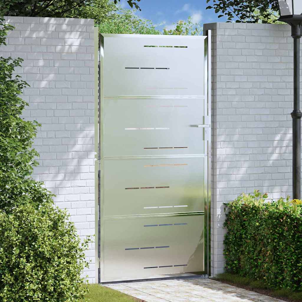 Vidaxl tuinpoort met slot zilver 96 x 180 cm roestvrij staal