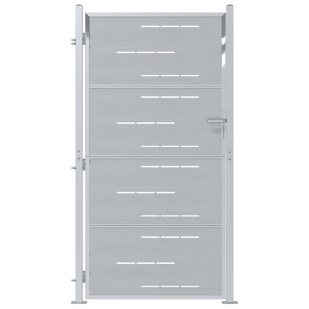 Vidaxl tuinpoort met slot zilver 96 x 180 cm roestvrij staal