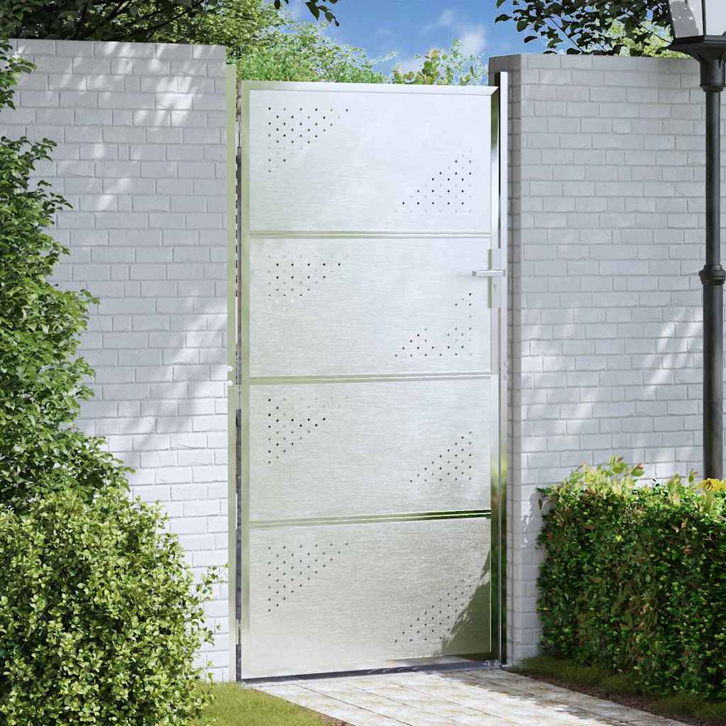 Vidaxl tuinpoort met slot zilver 96 x 180 cm roestvrij staal