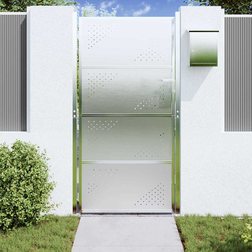 Vidaxl tuinpoort met slot zilver 96 x 180 cm roestvrij staal