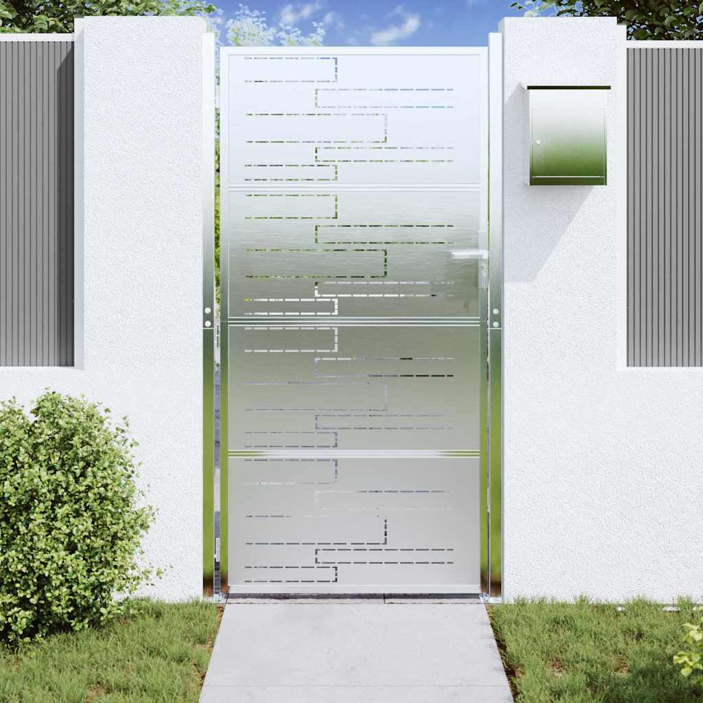 Vidaxl tuinpoort met slot zilver 96 x 200 cm roestvrij staal