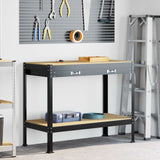 Vidaxl werkbank met lade zwart 114 x 54 x 91 cm bewerkt hout en metaal - afbeelding 1