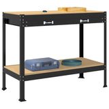 Vidaxl werkbank met lade zwart 114 x 54 x 91 cm bewerkt hout en metaal - afbeelding 3