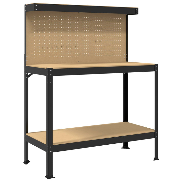 Vidaxl werkbank zwart 114 x 54 x 145 cm bewerkt hout en metaal