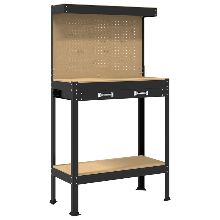 Vidaxl werkbank zwart 81 x 41 x 145 cm bewerkt hout en metaal