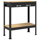 Vidaxl werkbank met lade zwart 80 x 40 x 91 cm bewerkt hout en metaal - afbeelding 2