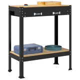 Vidaxl werkbank met lade zwart 80 x 40 x 91 cm bewerkt hout en metaal - afbeelding 3