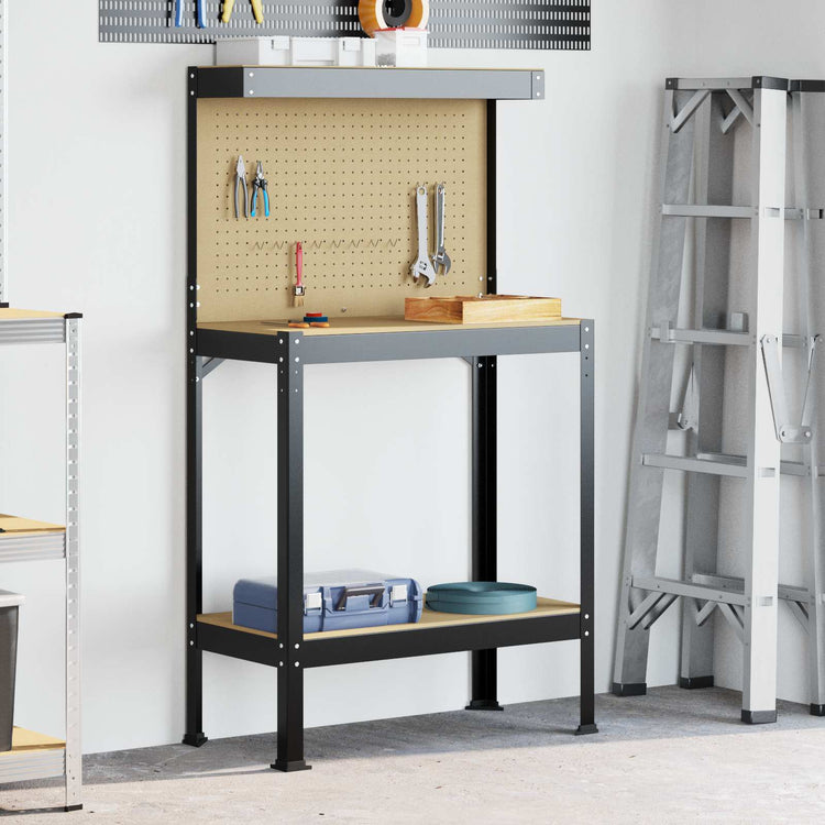 Vidaxl werkbank zwart 81 x 41 x 145 cm bewerkt hout en metaal