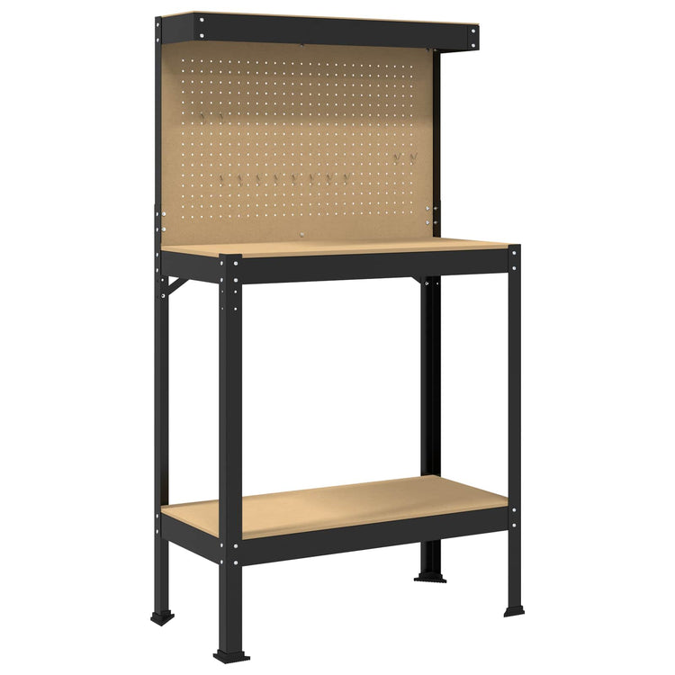 Vidaxl werkbank zwart 81 x 41 x 145 cm bewerkt hout en metaal