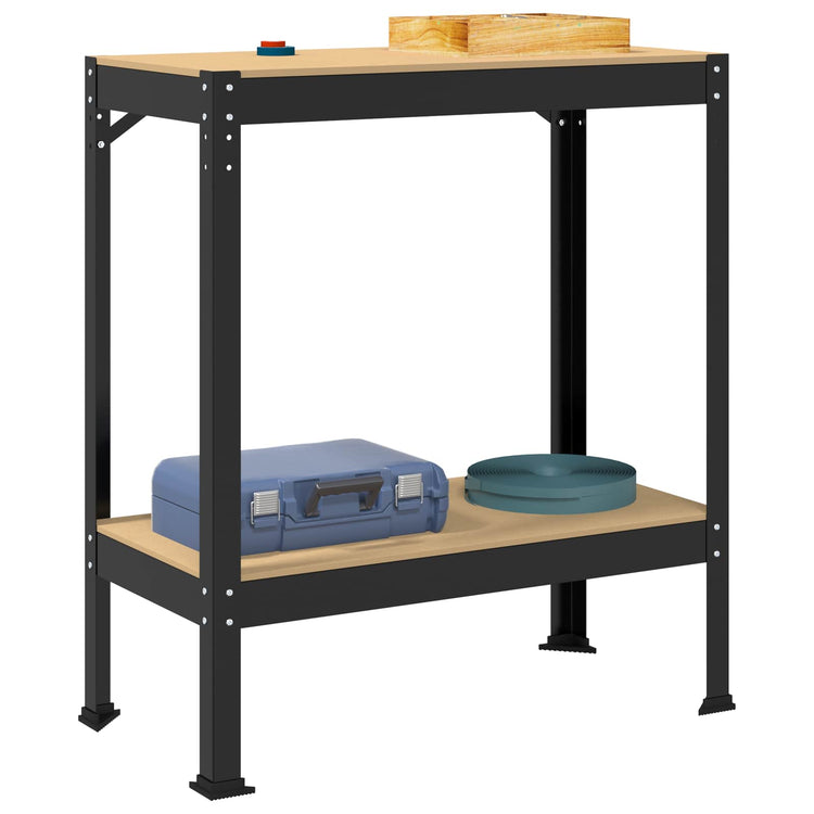 Vidaxl werkbank met plank zwart 81 x 41 x 91 cm bewerkt hout en metaal