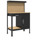 Vidaxl werkbank met lade zwart 90 x 49 x 141 cm bewerkt hout en metaal - afbeelding 2