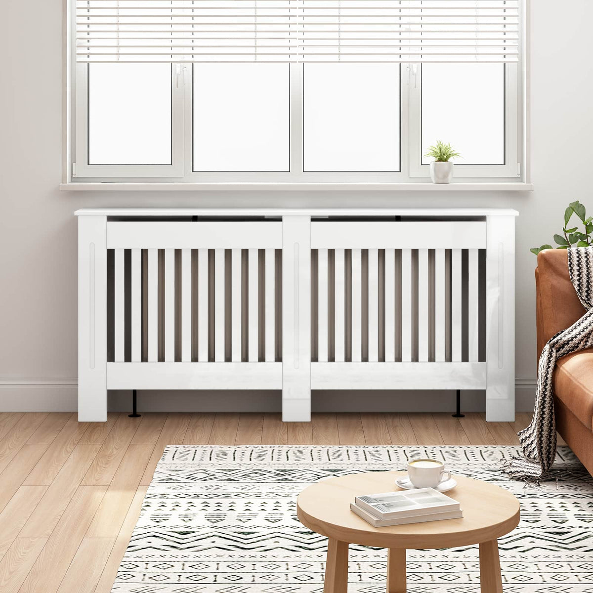 Vidaxl radiatorafdekking hoogglans wit 172 x 19 x 81,5 cm bewerkt hout