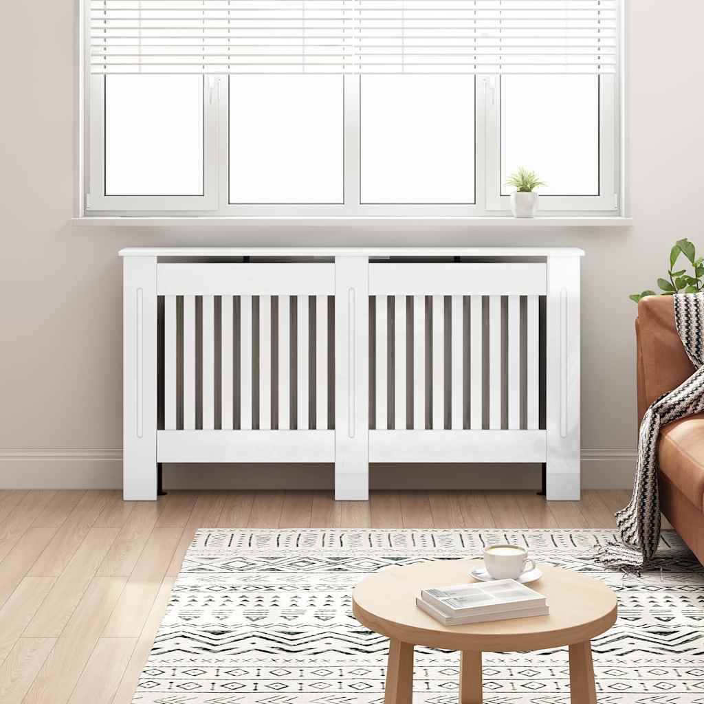 Vidaxl radiatorafdekking hoogglans wit 152 x 19 x 81,5 cm bewerkt hout
