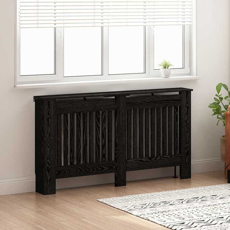 Vidaxl radiatorafdekking zwart eiken 152 x 19 x 81,5 cm bewerkt hout