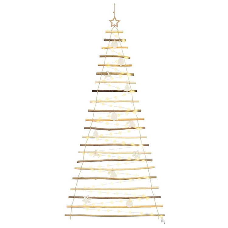 Vidaxl kerstboom met 130 led naturel 210 cm massief essenhout