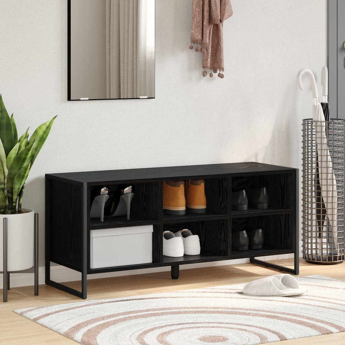 Vidaxl schoenenkast 100 x 35 x 44 cm bewerkt hout zwart eiken