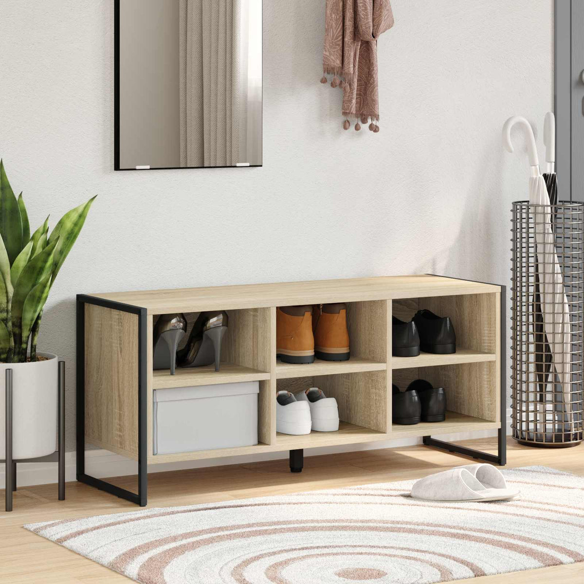 Vidaxl schoenenkast 100 x 35 x 44 cm bewerkt hout sonoma