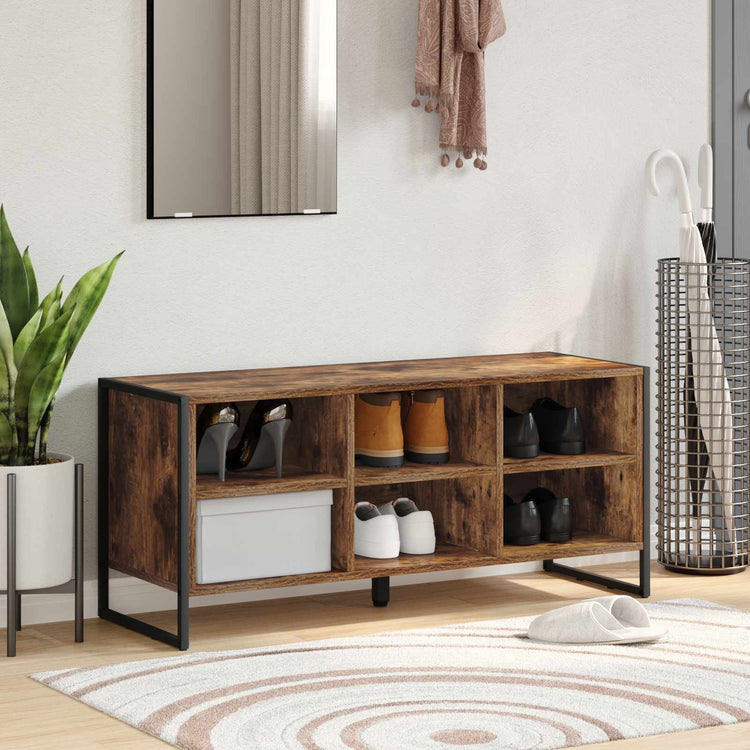 Vidaxl schoenenkast 100 x 35 x 44 cm bewerkt hout rook eik