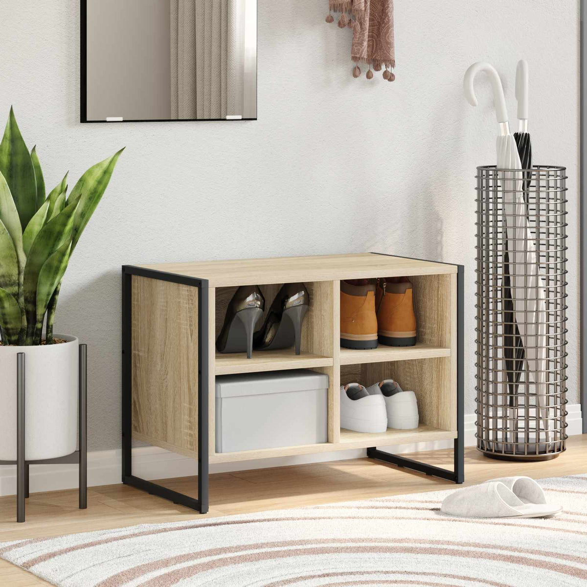 Vidaxl schoenenkast 60 x 35 x 44 cm bewerkt hout sonoma